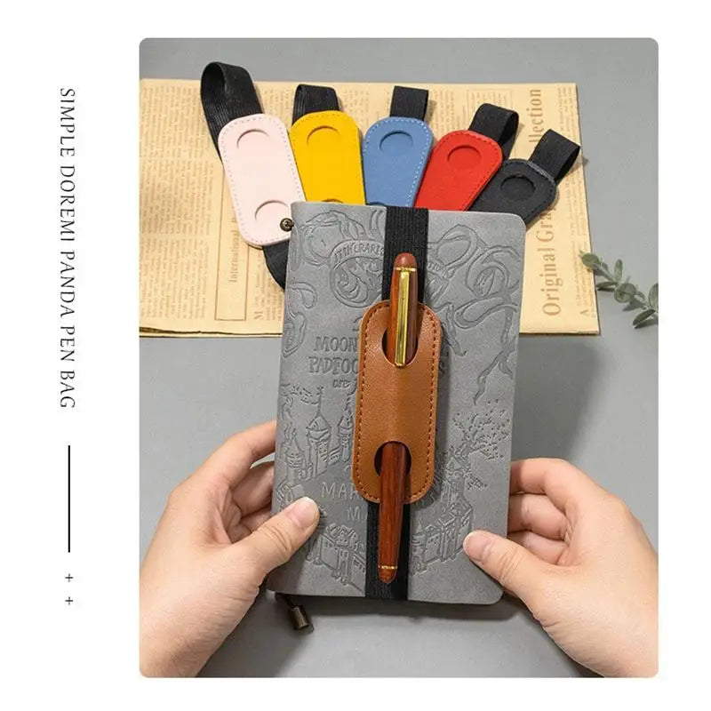 PU Leather Pen Holder with Elastic Band for Notebooks Pen Holder Clip Babs