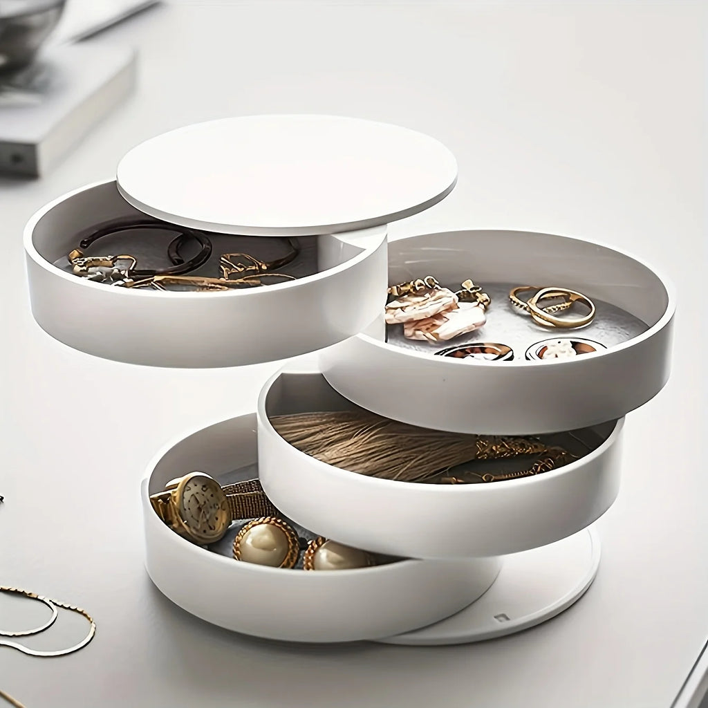 4-Layer Rotating Jewelry Storage Box – Travel Organizer with Lid Jewelry Storage Box Babs