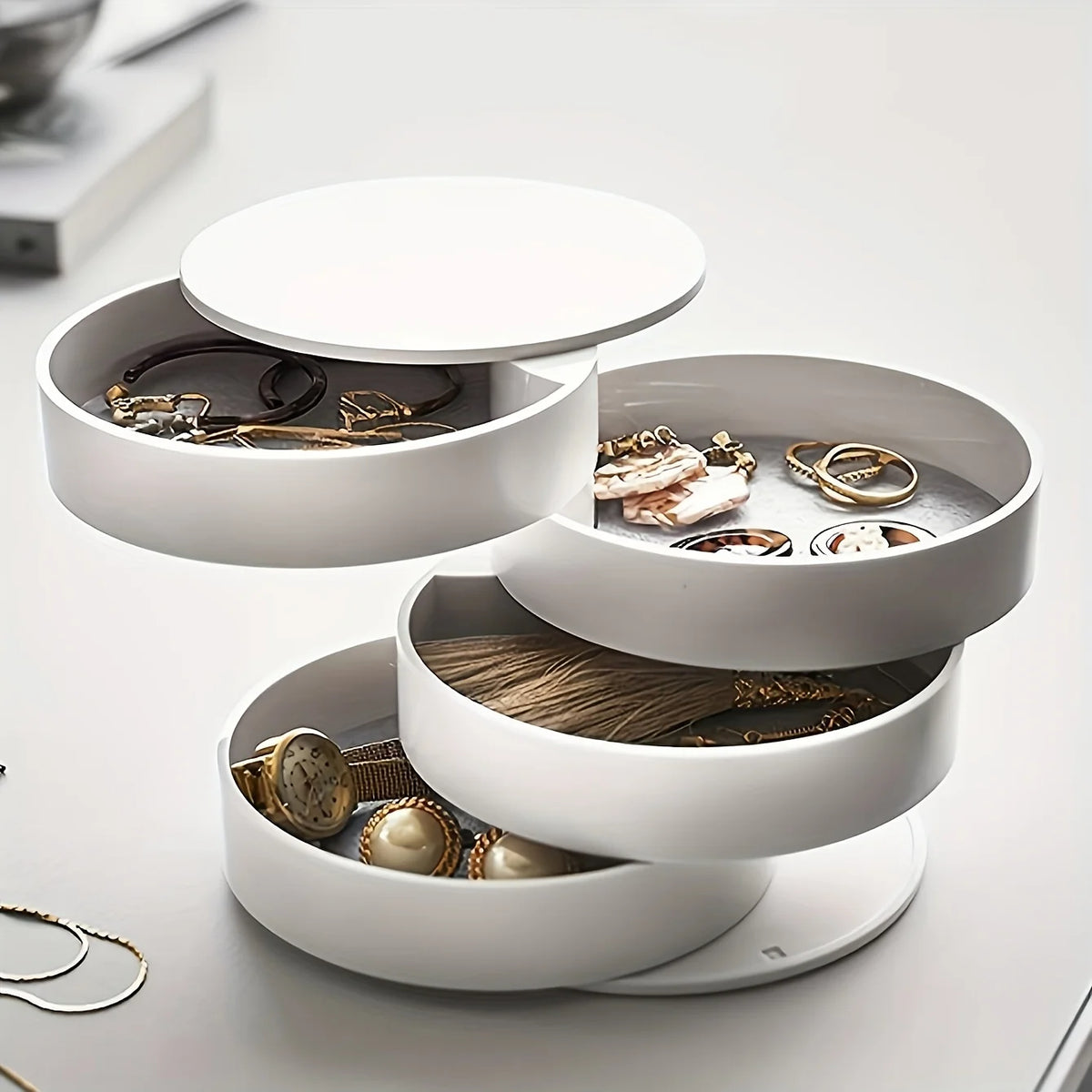 4-Layer Rotating Jewelry Storage Box – Travel Organizer with Lid Jewelry Storage Box Babs