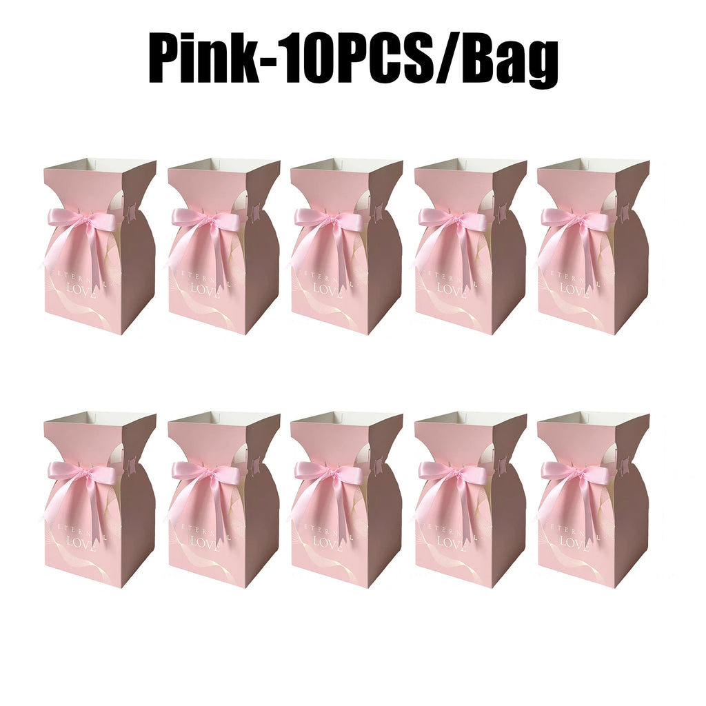 Flower Bouquet Gift Box – Floral Handbag Basket & Wrap Flower Gift Box Babs Pink 10PCS 1Bag