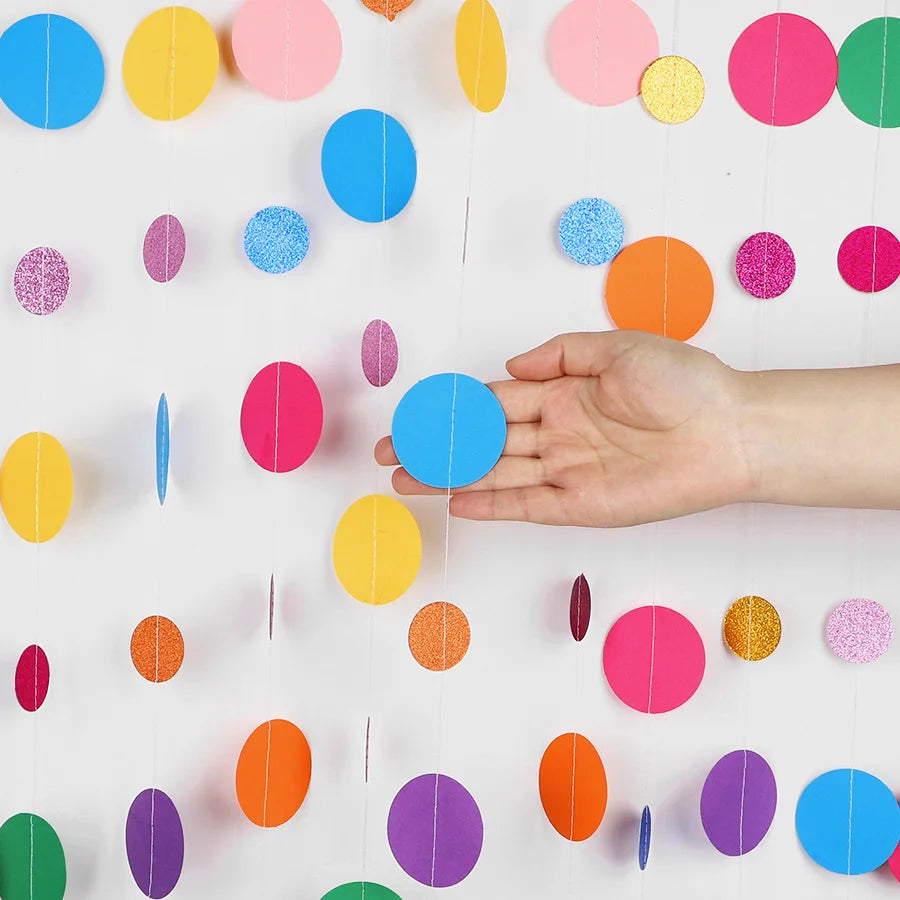 Colorful Polka Dot Paper Garland Circle Banner – Party Décor Party Garland Banner Babs