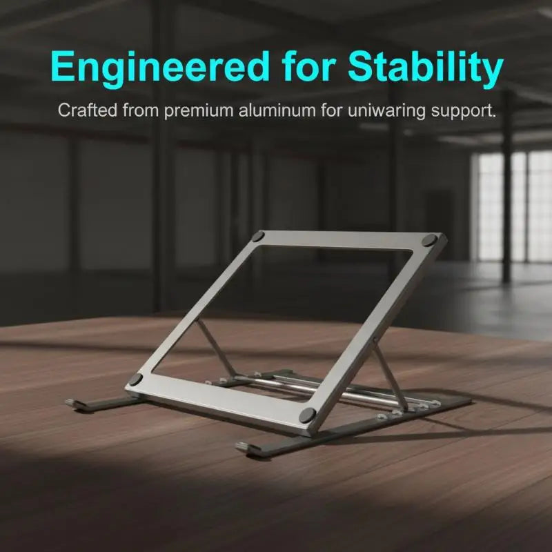 HUXUAN Foldable Iron Laptop Stand | 5 Angles, Anti-Slip Pads Laptop Stand Babs