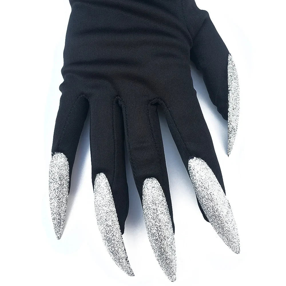 Black Ghost Claw Gloves – Halloween Cosplay Long Nail Costume Costume Gloves Babs