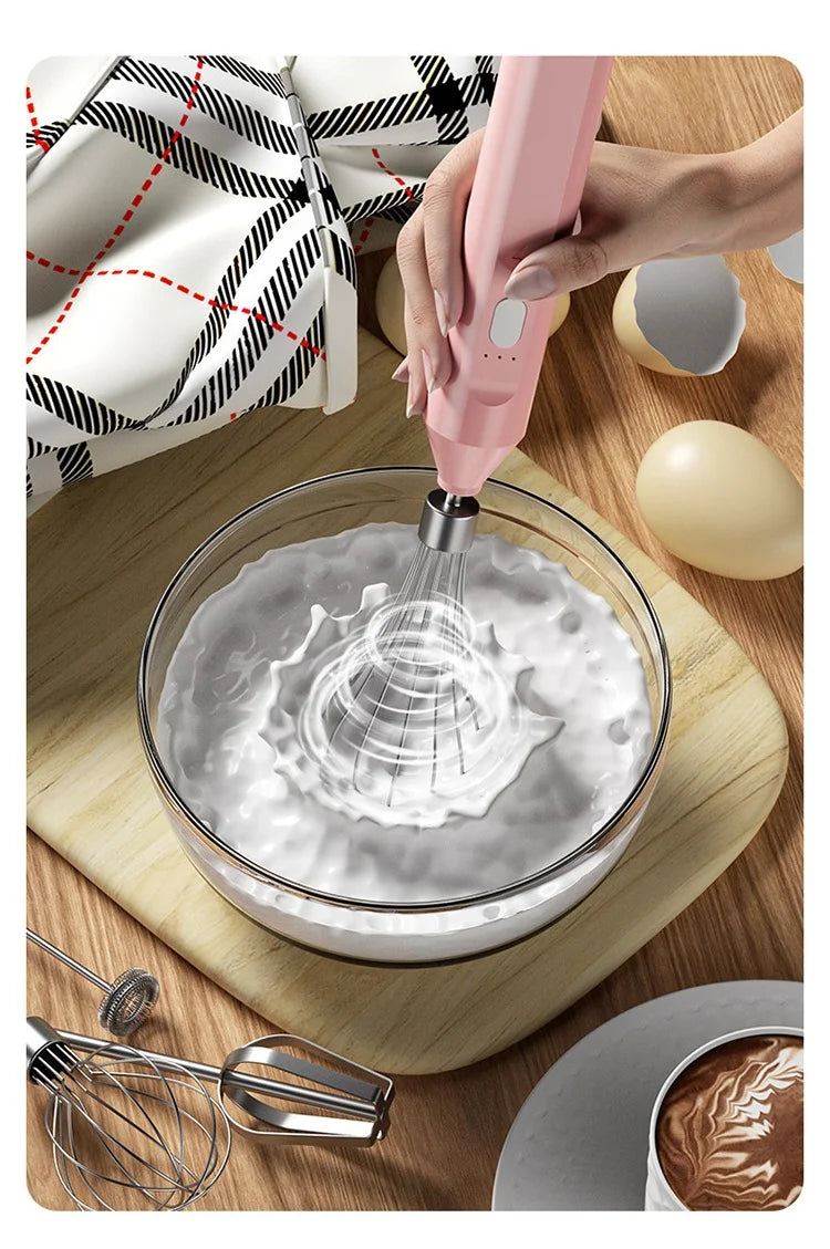 Electric Handheld Milk Frother & Egg Beater – USB Rechargeable Milk Frother Babs
