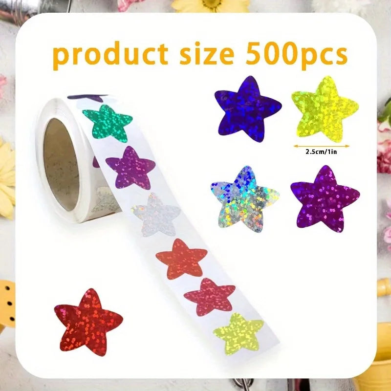 Holographic Star Stickers Kids Reward Classroom DIY Craft Craft Stickers Babs