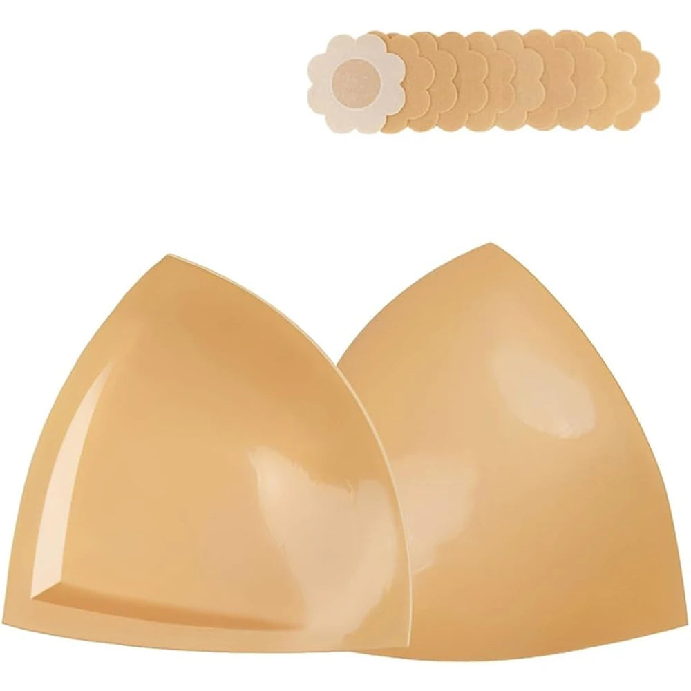 Sticky Push-Up Bra Inserts – Adhesive Silicone Bikini Cup Pads Adhesive Bra Inserts Babs Beige M
