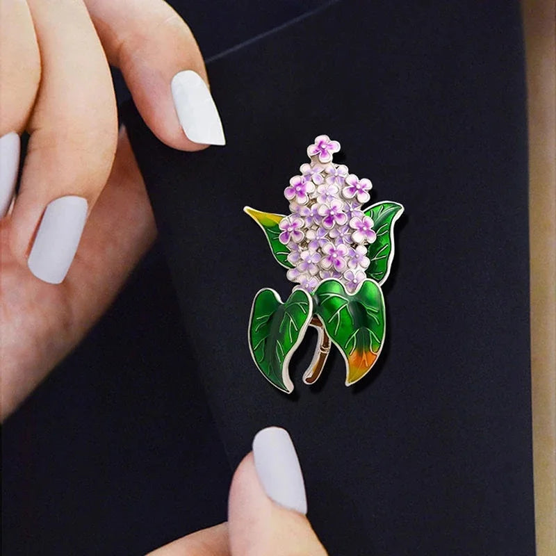Enamel Lilac Flower Brooch Pin – 4 Colors | Spring Floral Gift Enamel Brooch Pin Babs