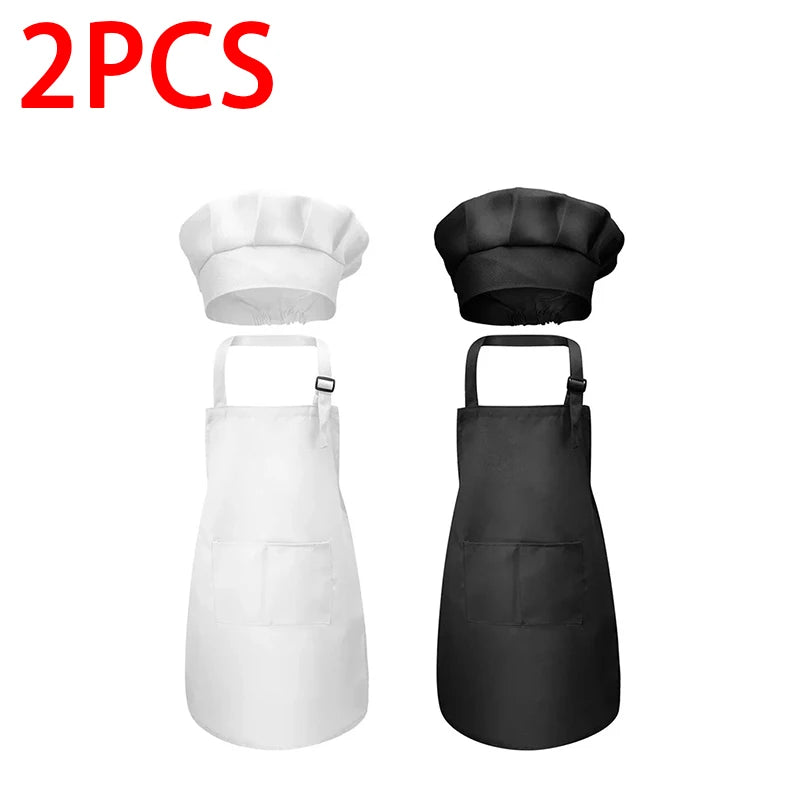 Kids Chef Apron & Hat Set – Kitchen Craft Painting PVC Apron Kids Chef Apron Set Babs 2pcs White Black M