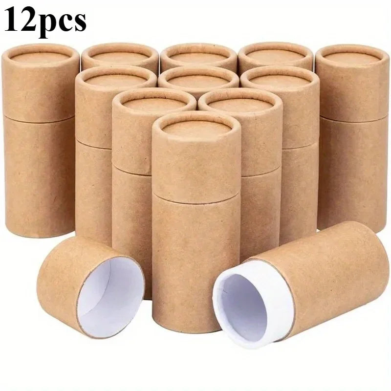 12pcs Kraft Cardboard Round Tubes – 30ml Small Organizer Boxes Cardboard Storage Tubes Babs