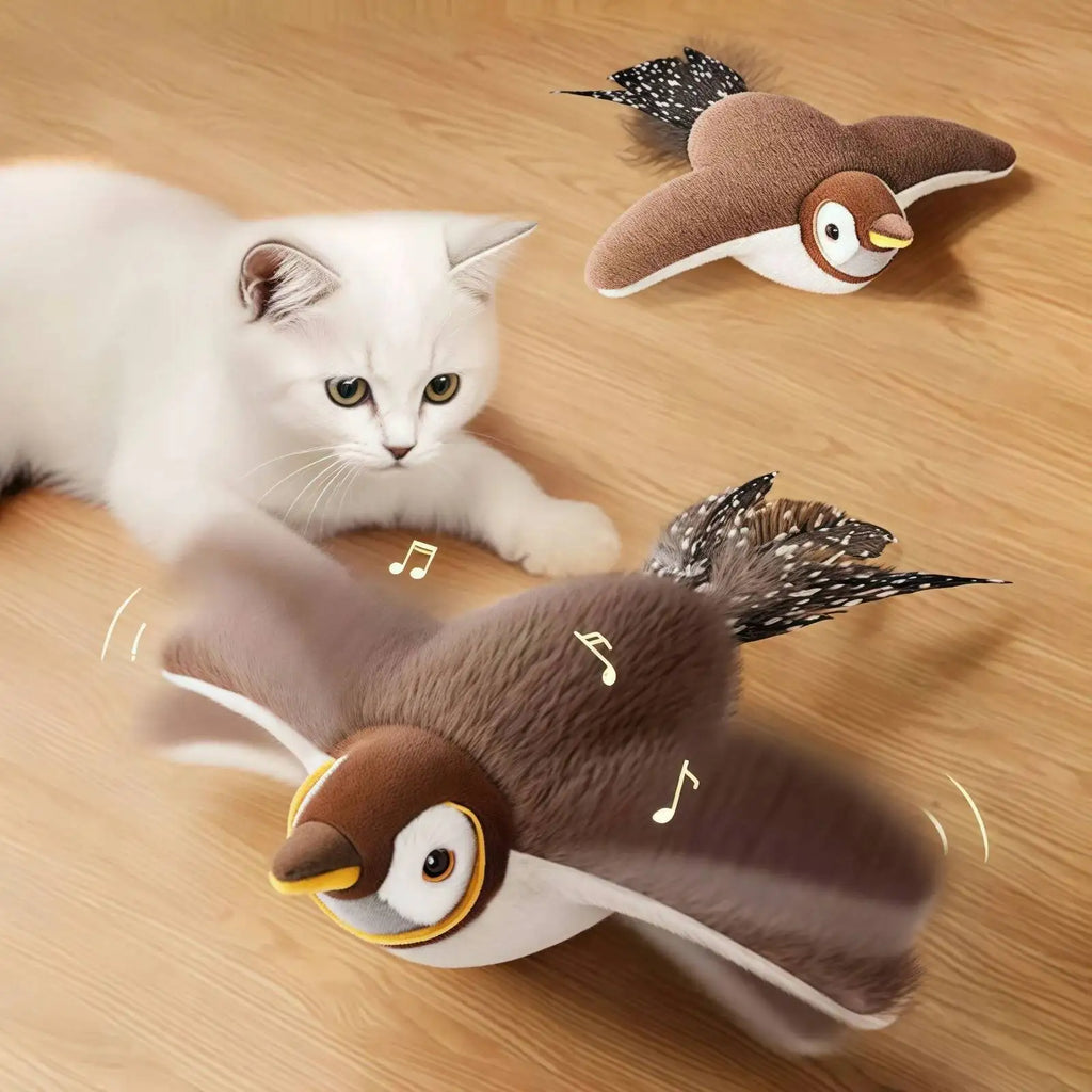 Interactive Chirping Flapping Bird Plush Toy for Cats & Dogs Interactive Pet Toy Babs