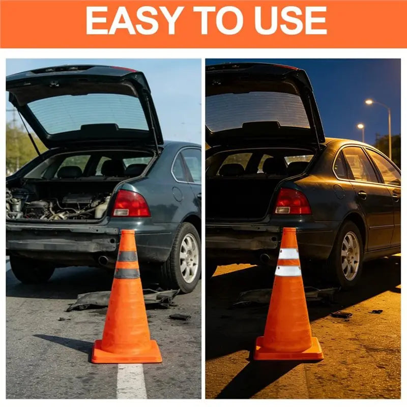 Foldable Traffic Cones 2 Pack – Reflective High Visibility Safety Cones Foldable Safety Cones Babs
