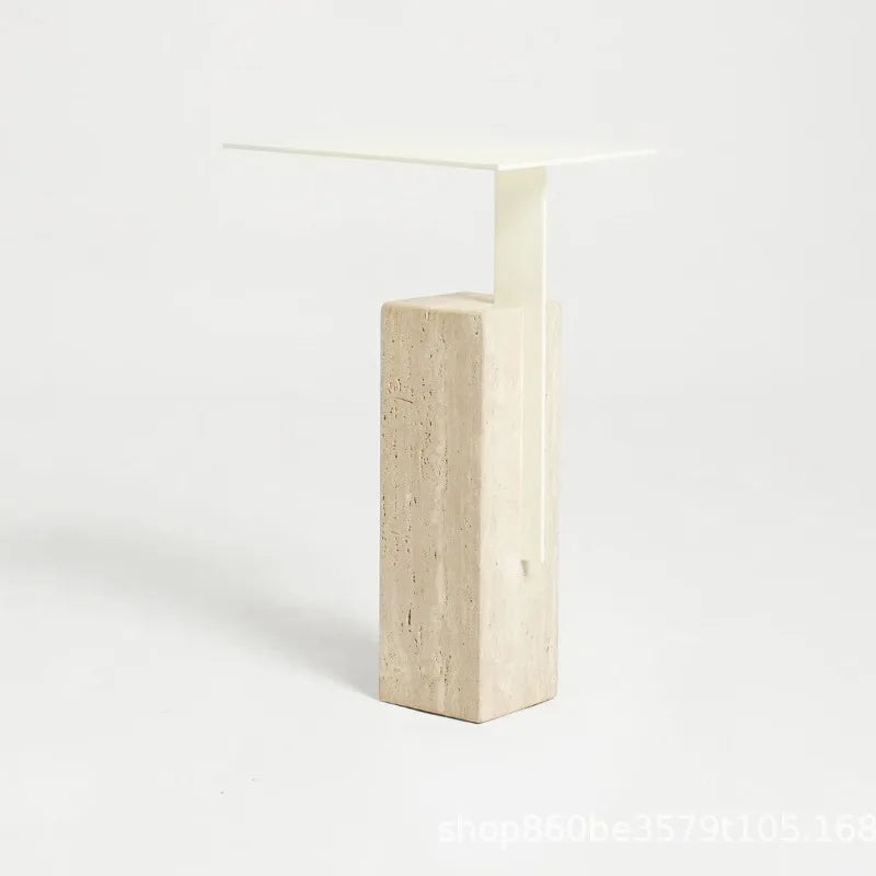 Modern Stone & Steel Side Table – Minimalist Coffee Table Coffee Side Table Babs Black