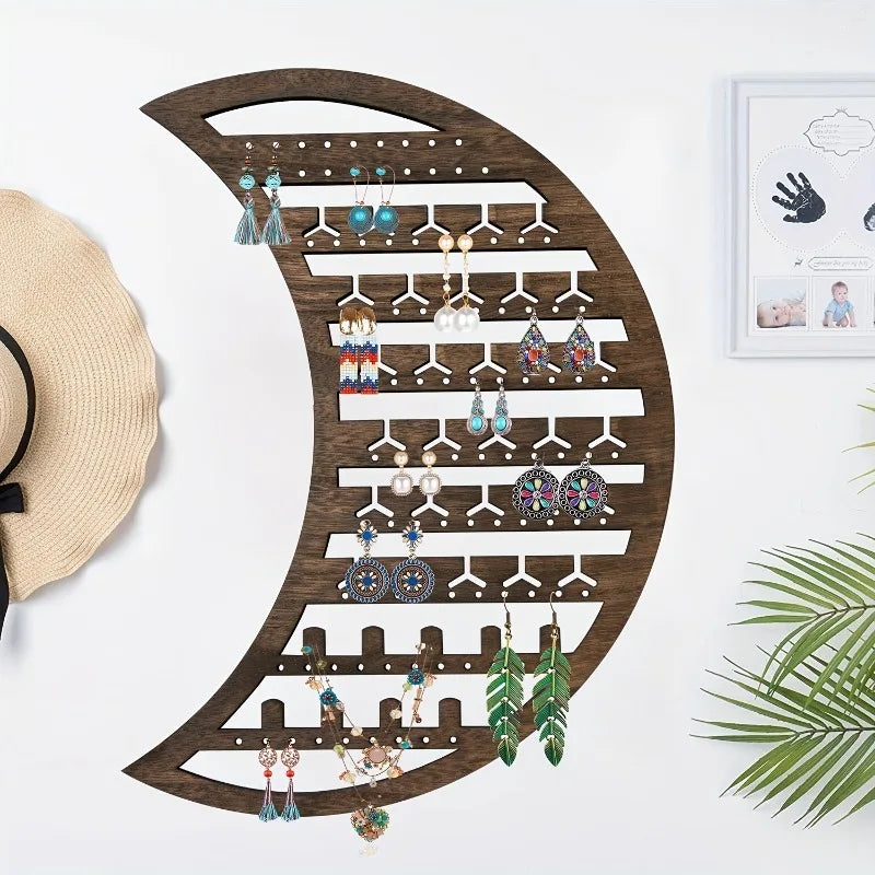 Moon Wooden Wall Jewelry Organizer – Earrings, Necklaces & Rings Jewelry Organizer Babs