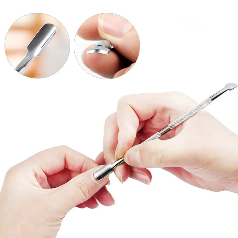 4-Pc Stainless Steel Double-Ended Cuticle Pusher Manicure Set Cuticle Pusher Set Babs