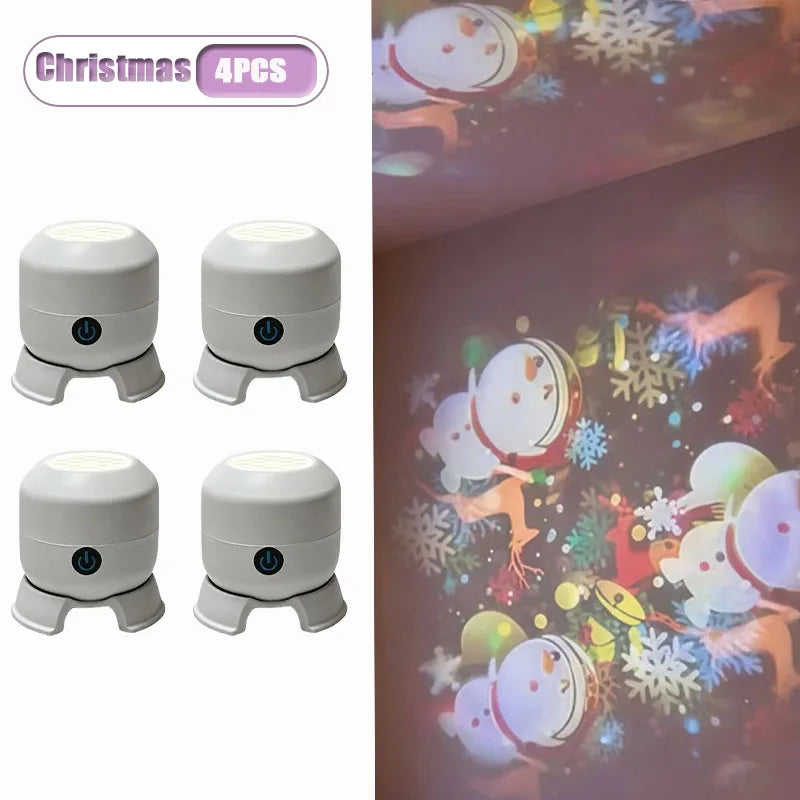 Starry Sky Projector Night Light | Rotating Galaxy Lamp Projector Night Light Babs Christmas--4PCS