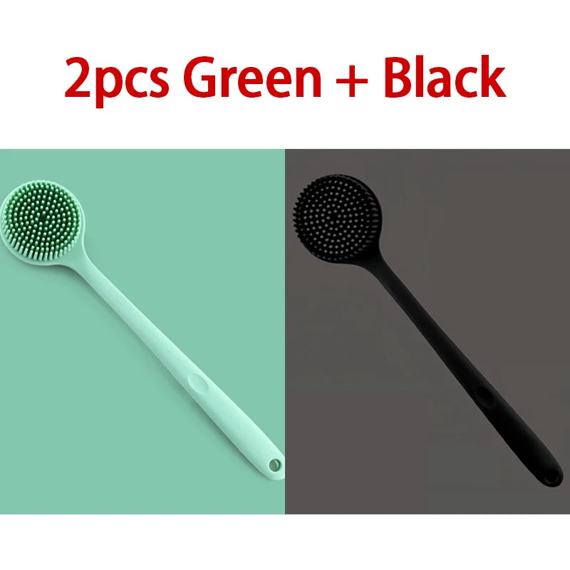 Silicone Body Exfoliating Shower Brush – Back Scrubber Body Exfoliating Brush Babs 2pcs Green-Black