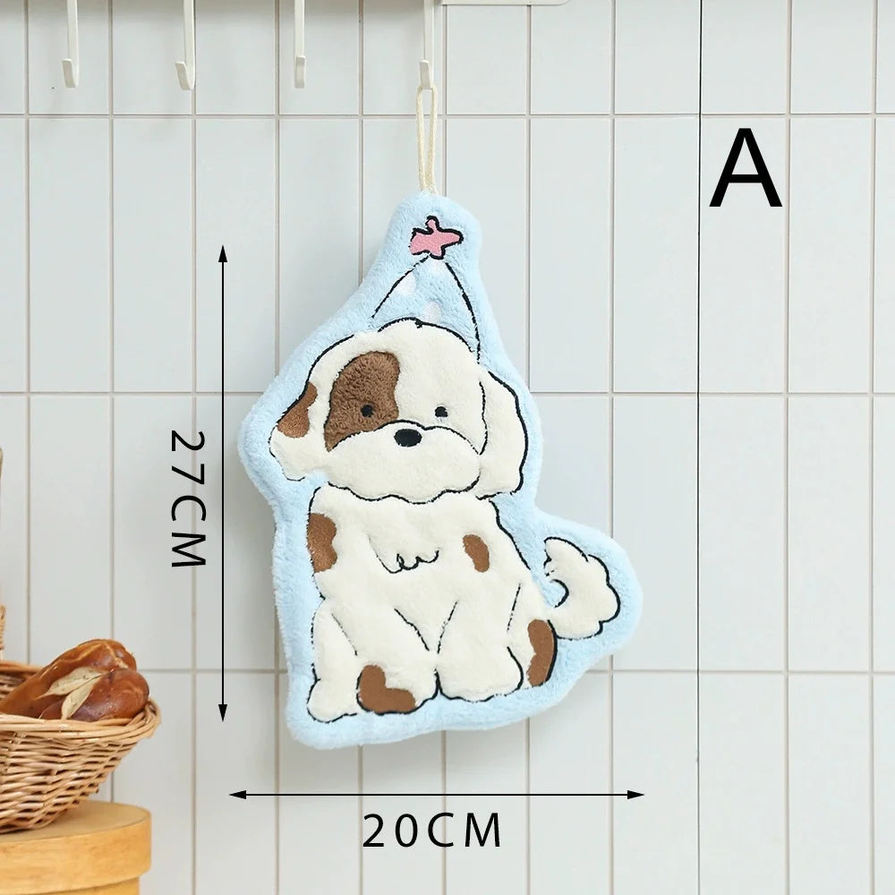 Cartoon Dog Coral Fleece Hand Towel – Soft & Absorbent Hand Towel Babs A