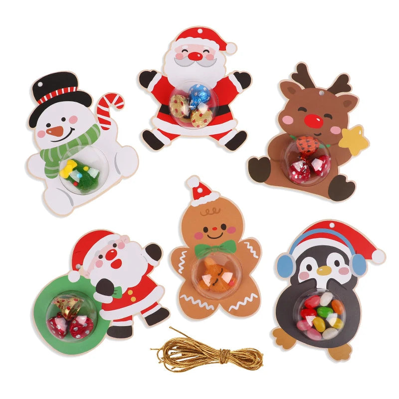 12/24Pcs Christmas Candy Holder Cards & Xmas Tree Pendants Christmas Gift Bags Babs