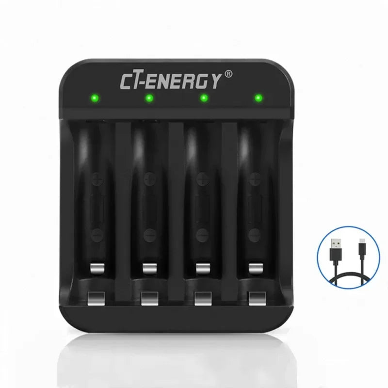 4-Slot Li-Ion Battery Charger AA AAA 1.5V LED Indicator USB-C Battery Charger Babs