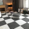 30x30cm Plush Interlocking Foam Floor Mat – Fluffy Area Rug Interlocking Floor Mat Babs GreyWhite-4Pcs