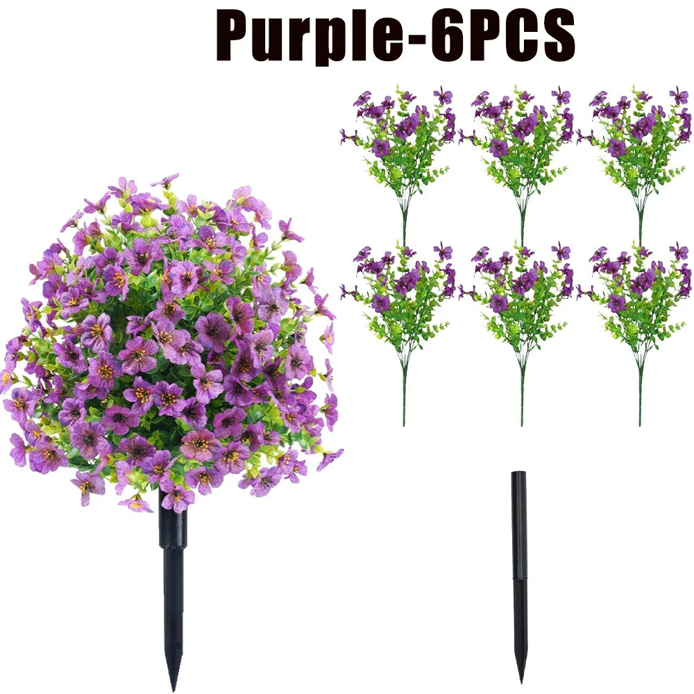 UV Fade-Proof Artificial Orchid Flowers – Garden & Home Decor Artificial Flowers Babs Purple-6PCS