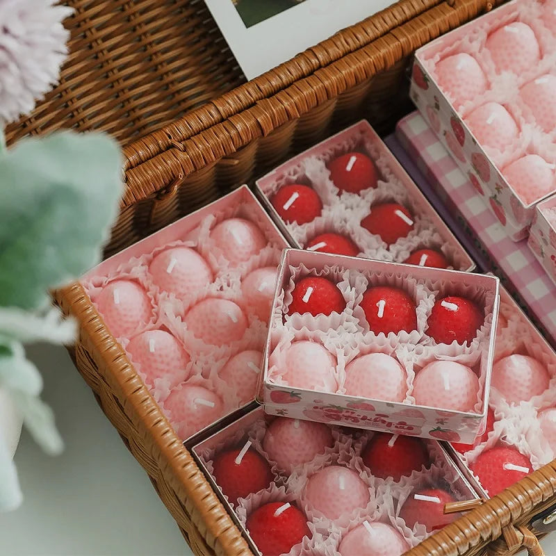 Strawberry Scented Candles Gift Box – Handmade Fruit Candles Scented Candle Set Babs