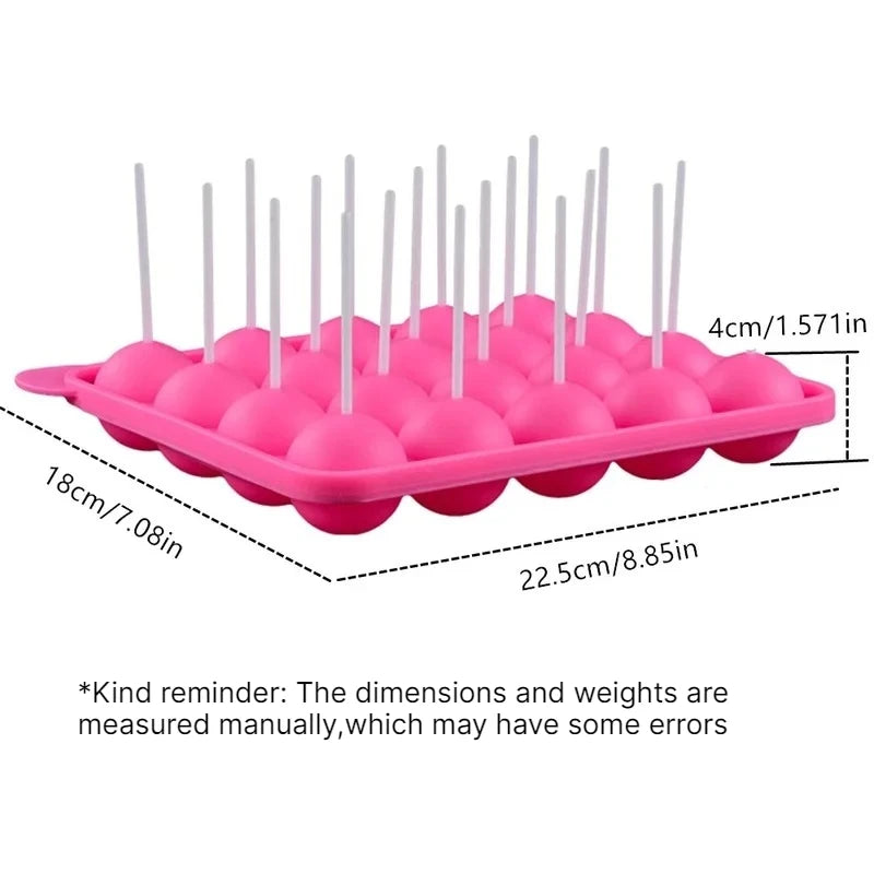 20-Hole Silicone Cake Pop & Lollipop Mold with Sticks Silicone Baking Mold Babs