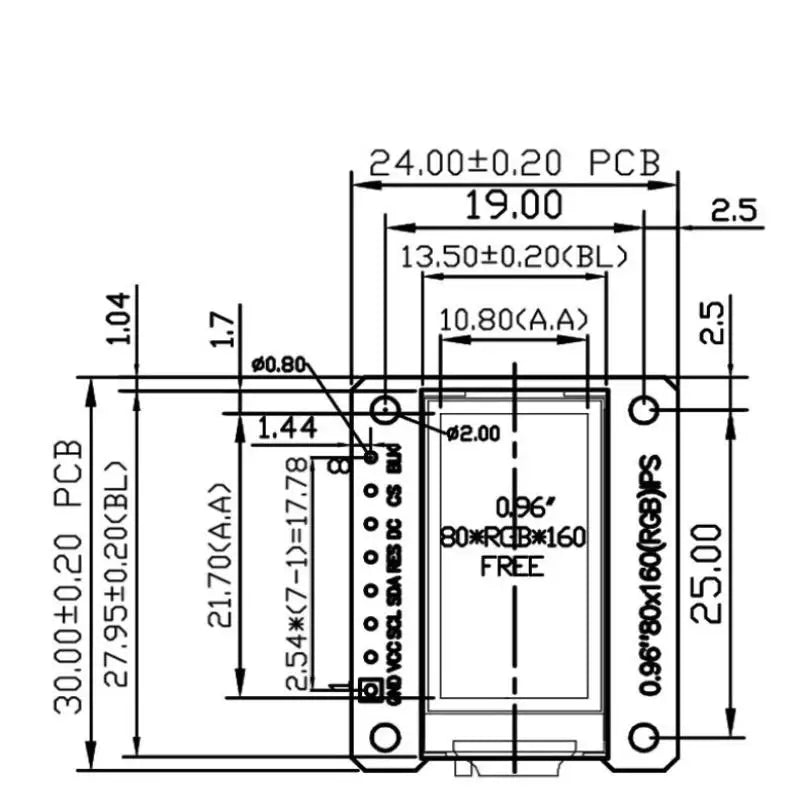 0.96" IPS LCD TFT 160x80 SPI Display Module ST7735S 3.3V LCD Display Module Babs