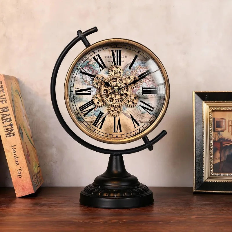 Retro Gear Table Clock – Luxury Antique Metal Desk Clock Decorative Desk Clock Babs