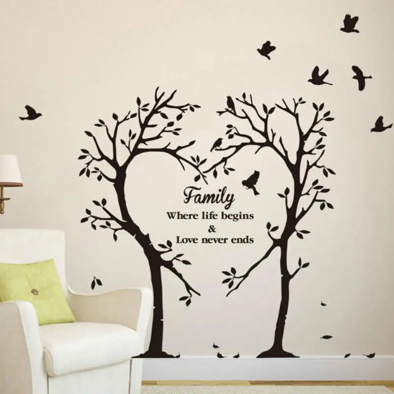 Family Love Heart Tree Wall Sticker – PVC Home Decor Decal Wall Decal Sticker Babs 1set