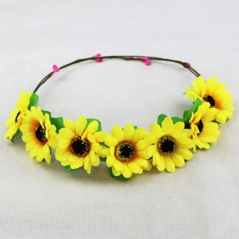 LED Glow Rose Flower Headband – Princess Party Wreath Hair Accessory LED Party Headband Babs yellow