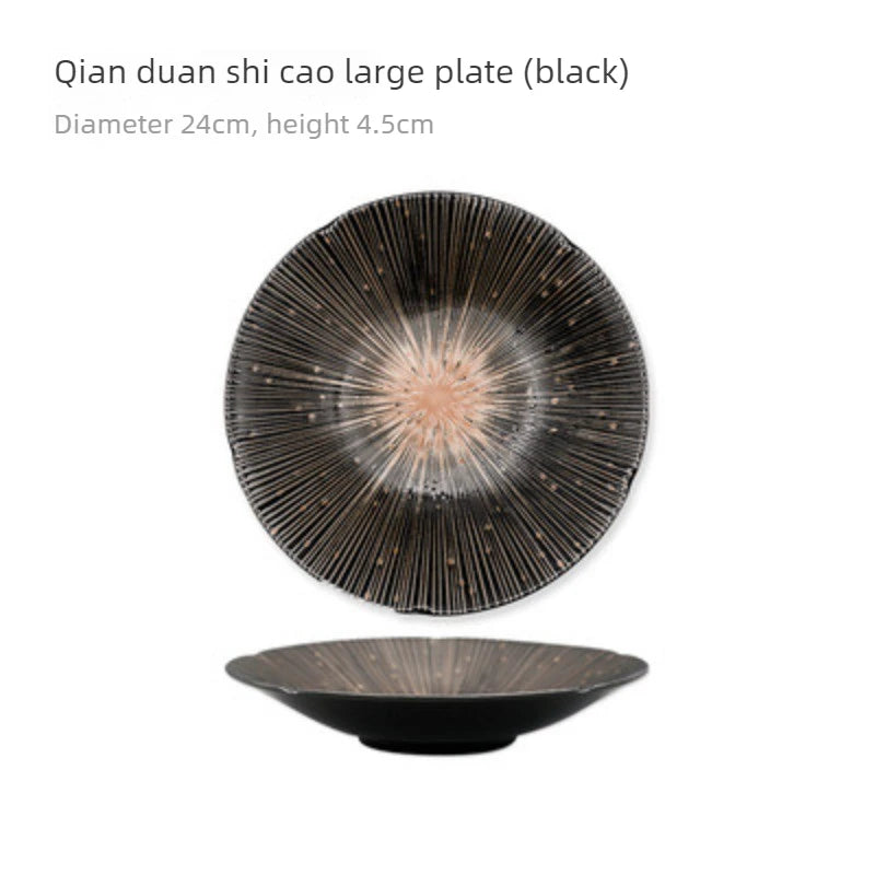 Modern Japanese Ceramic Round Plate – Decorative Storage Tray Ceramic Decorative Plate Babs Black