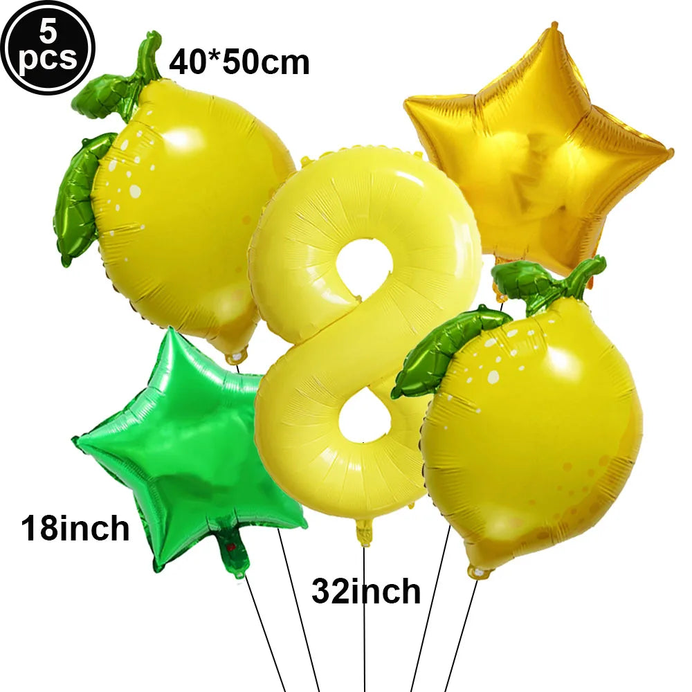 Lemon Foil Balloon Set with 32" Number Balloons – Party Decor