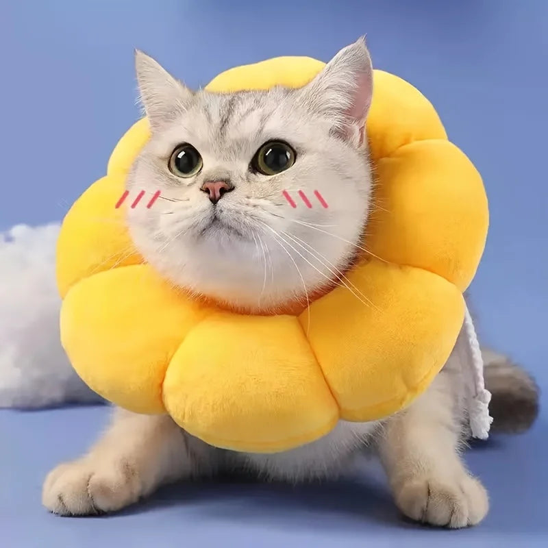 Adjustable Cat Recovery Collar – Cute Sunflower Neck Cone Pet Recovery Collar Babs