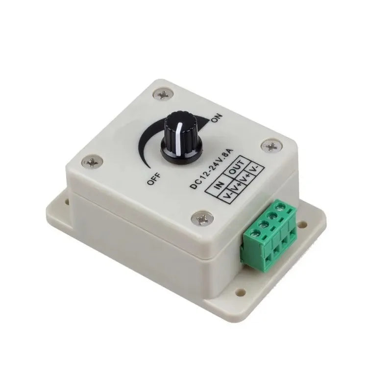 DC 12V–24V LED Dimmer 8A Knob Voltage Regulator Controller LED Dimmer Controller Babs White