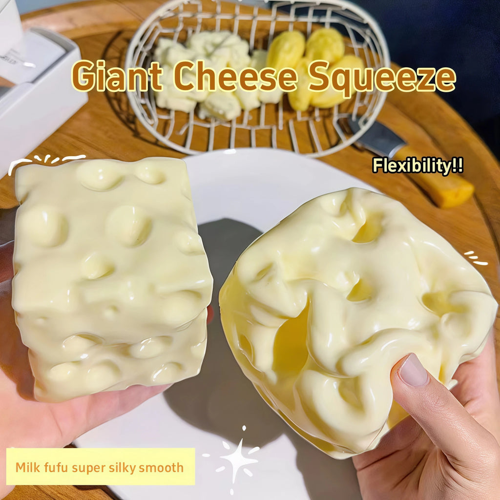 Jumbo Cheese Cube Squishy Fidget Toy – ASMR Squeeze Ball Squishy Fidget Toy Babs