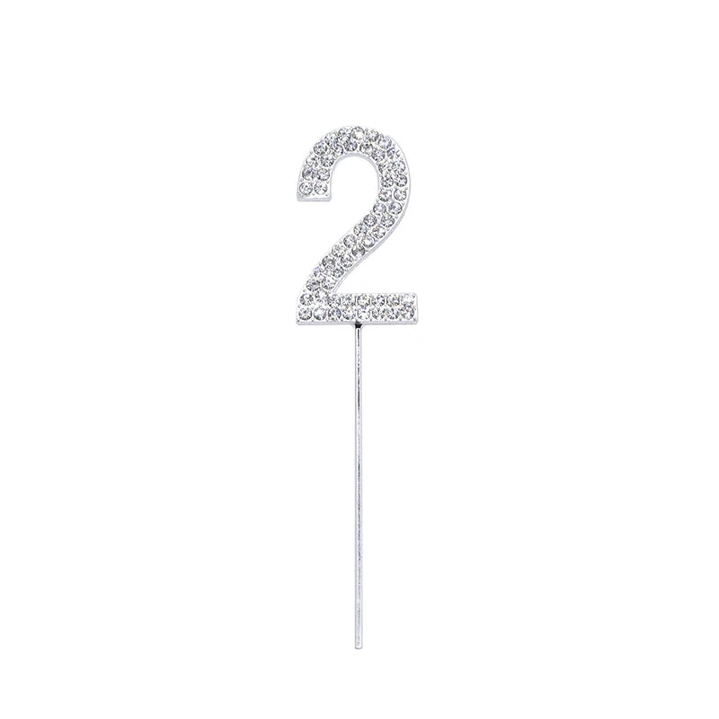 Glitter Rhinestone Number Cake Topper – Gold & Silver Decor Cake Topper Babs silver 2