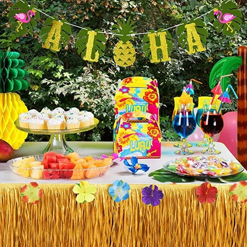 Hawaiian Grass Table Skirt – Tropical Luau Party Decoration Party Table Decoration Babs