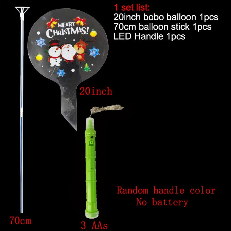 Christmas LED BoBo Balloons Set – Flashing Handle & 70cm Stick LED Party Balloons Babs Green G 20 Packs