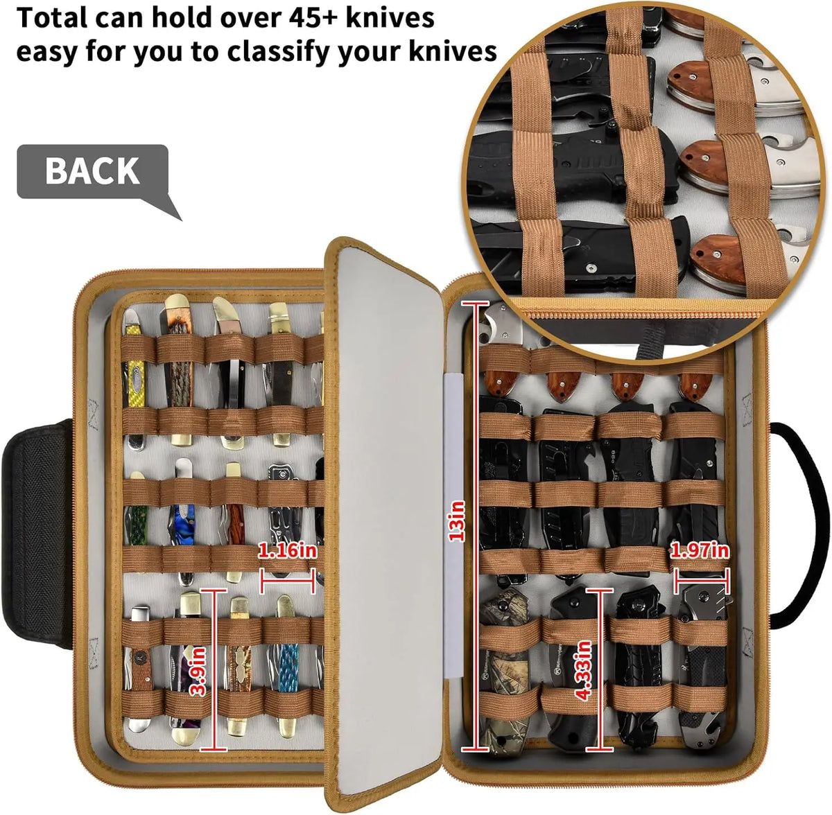 Knife Display Case – Holds 56+ Pocket & Folding Knives Knife Display Case Babs