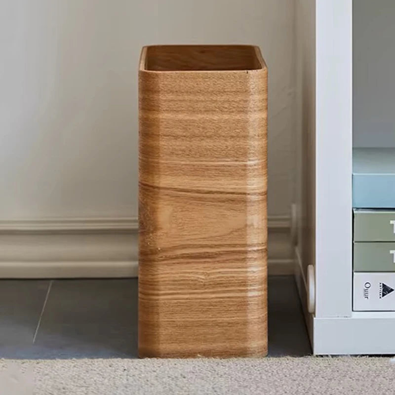 Wooden Waste Bin Large Capacity Trash Basket w/ Flap Lid Wooden Waste Bin Babs