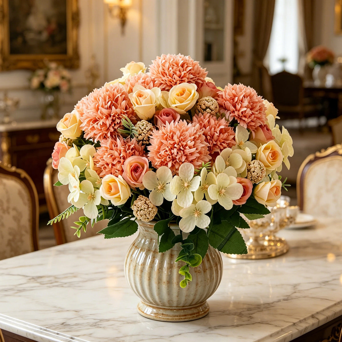 Silk Artificial Rose & Chrysanthemum Bouquet – Wedding & Home Décor Artificial Flower Bouquet Babs