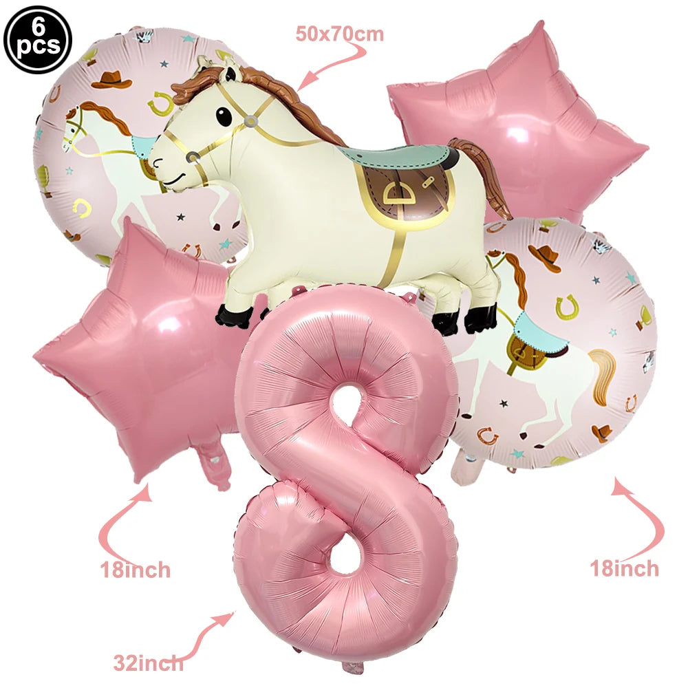 Boho Horse Birthday Party Banner & Foil Balloons Decor Set Party Decoration Set Babs PURPLE