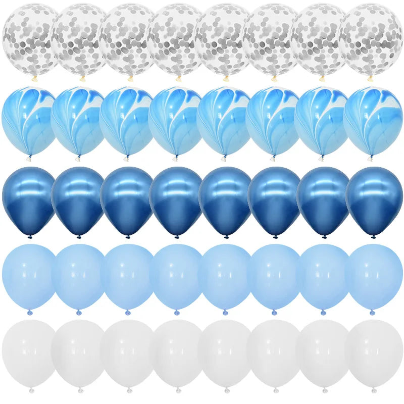 40Pcs Blue Balloon Set – Marble, Metallic & Confetti Party Décor Party Balloon Set Babs Set3 Other