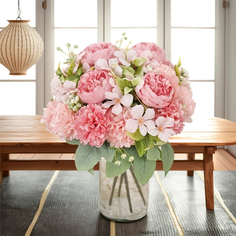 6-Head Silk Hydrangea Peony Artificial Flower Bouquet | Wedding Artificial Flower Bouquet Babs