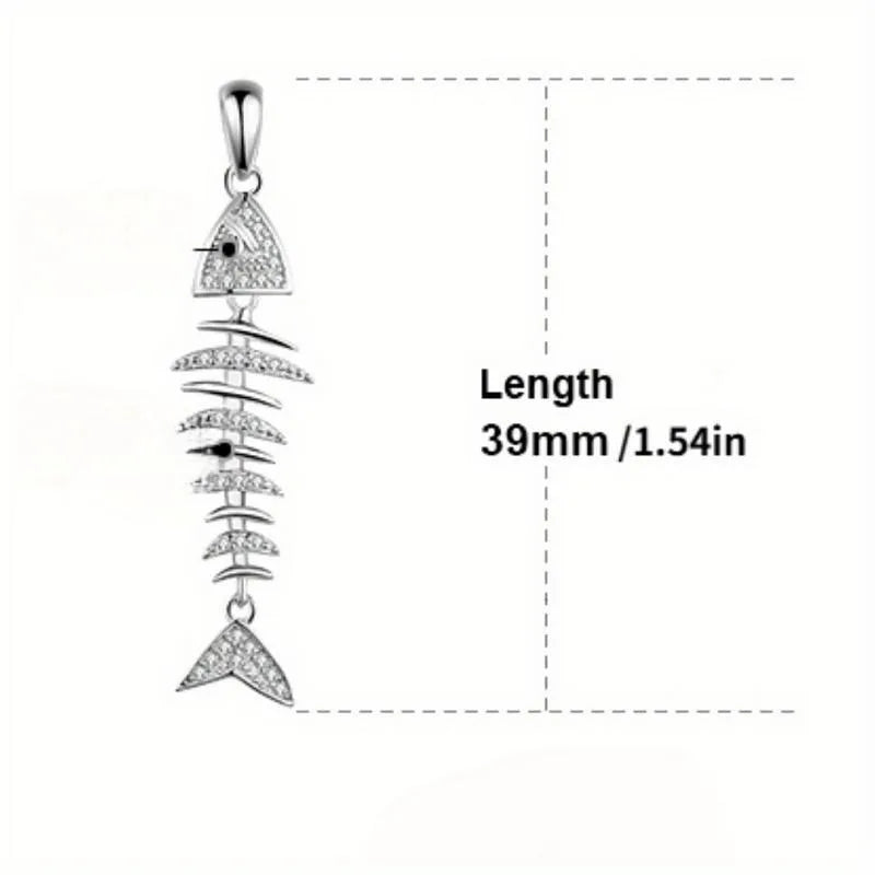 Fish Bone Pendant Necklace – Cubic Zirconia for Women Pendant Necklace Babs