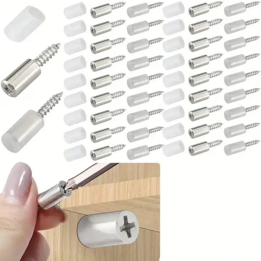 Self-Tapping Furniture Screws with Rubber Sleeve – 30/60 Pcs Furniture Bracket Screws Babs Silver60pcs