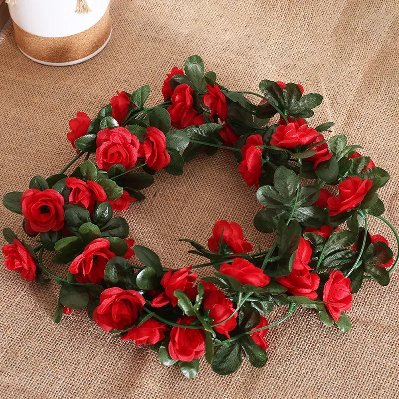 2.5m Silk Rose Vine Artificial Garland – Wedding & Home Décor Artificial Flower Garland Babs Spring Red