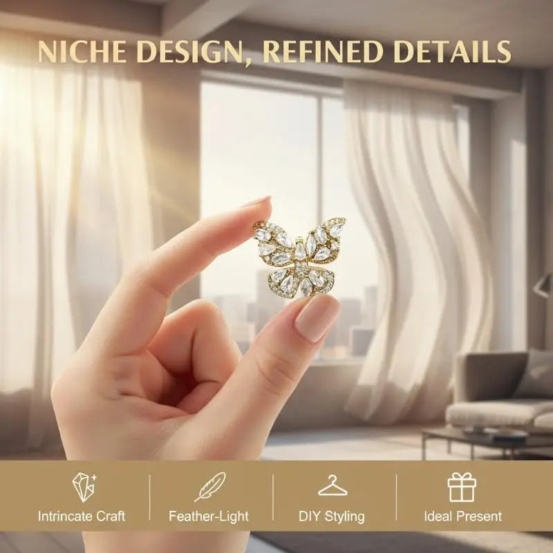 Butterfly Ear Cuff Clip – Cubic Zirconia Rhinestone, No Piercing Ear Cuff Clip Babs