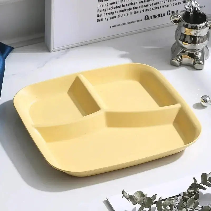 3-Grid Divided Dining Plate – Dishwasher & Microwave Safe PP Divided Dining Plate Babs yellow